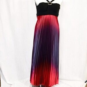 Formal Evening Gown, Black and red with pleated skirt, size